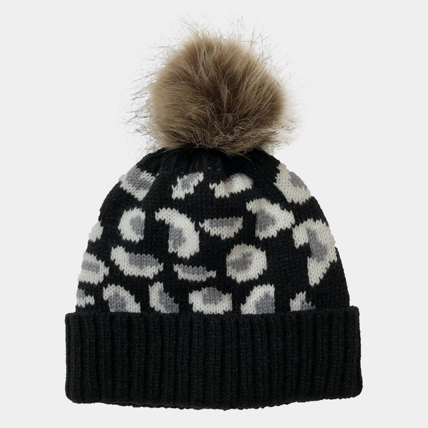 H00004 Dámská pletená čepice Leopard Jacquard