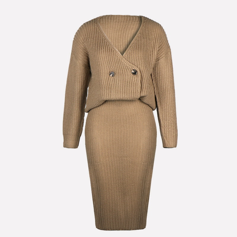 SM-K0101 Dámský pletený top a sukně Ležérní pletený oblek